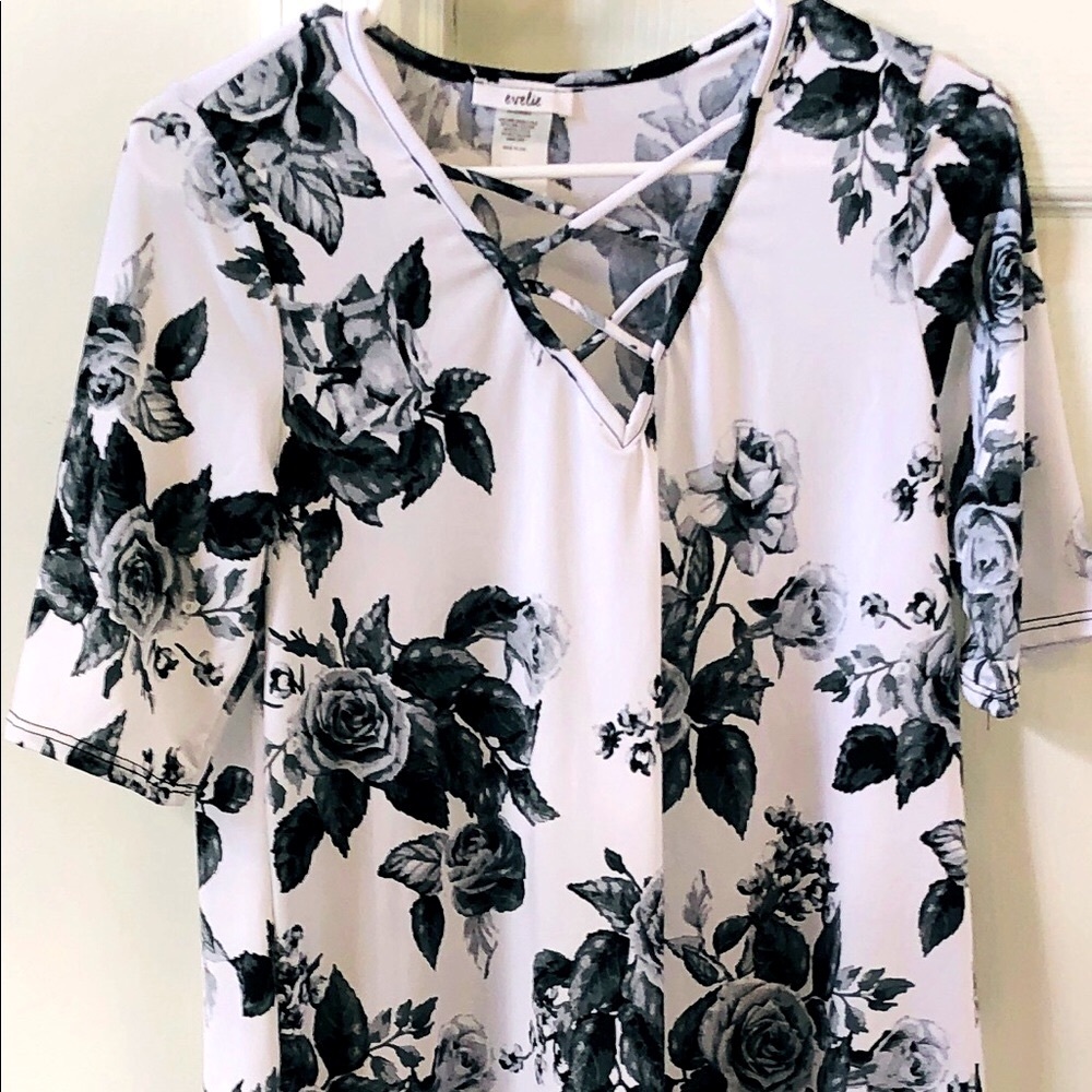 Black and White Cross Front Top
